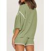 imageSHEWIN Womens Two Piece Outfits Casual Short Sleeve Knit Pullover Tops Matching Shorts Tracksuit Lounge SetsLight Green