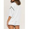 imageSHEWIN Womens Two Piece Outfits Casual Short Sleeve Knit Pullover Tops Matching Shorts Tracksuit Lounge SetsWhite