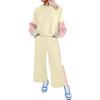 imageSHEWIN Womens 2 Piece Lounge Sets For Women Casual Long Sleeve Tops and Wide Leg Pants Matching SetApricot