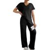 imageSHEWIN Womens Pajama Sets Long Sleeve 2 Piece Lounge Sets Ribbed Knit Sweater SleepwearBlack