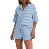 imageSHEWIN Womens Pajama Sets Short Sleeve 2 Piece Lounge Sets For Women Knit Sweater SleepwearBeau Blue