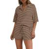 imageSHEWIN Womens Pajama Sets Short Sleeve 2 Piece Lounge Sets For Women Knit Sweater SleepwearParchment