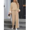 imageSHEWIN Womens 2 Piece Lounge Sets For Women Casual Striped Long Sleeve Tops and Wide Leg Pants Matching SetApricot