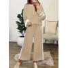 imageSHEWIN Womens 2 Piece Lounge Sets For Women Casual Striped Long Sleeve Tops and Wide Leg Pants Matching SetApricot