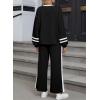 imageSHEWIN Womens 2 Piece Lounge Sets For Women Casual Striped Long Sleeve Tops and Wide Leg Pants Matching SetBlack