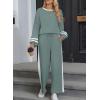 imageSHEWIN Womens 2 Piece Lounge Sets For Women Casual Striped Long Sleeve Tops and Wide Leg Pants Matching SetBlue