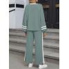 imageSHEWIN Womens 2 Piece Lounge Sets For Women Casual Striped Long Sleeve Tops and Wide Leg Pants Matching SetBlue