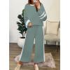 imageSHEWIN Womens 2 Piece Lounge Sets For Women Casual Striped Long Sleeve Tops and Wide Leg Pants Matching SetBlue