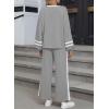 imageSHEWIN Womens 2 Piece Lounge Sets For Women Casual Striped Long Sleeve Tops and Wide Leg Pants Matching SetGrey