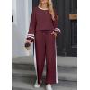 imageSHEWIN Womens 2 Piece Lounge Sets For Women Casual Striped Long Sleeve Tops and Wide Leg Pants Matching SetMineral Red