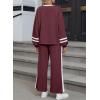 imageSHEWIN Womens 2 Piece Lounge Sets For Women Casual Striped Long Sleeve Tops and Wide Leg Pants Matching SetMineral Red
