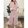 imageSHEWIN Womens 2 Piece Lounge Sets For Women Casual Striped Long Sleeve Tops and Wide Leg Pants Matching SetPink