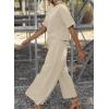 imageSHEWIN Womens 2 Piece Outfits Sweatsuit Casual Short Sleeve Pullover Tops and Drawstring Wide Leg Pants Lounge SetsApricot