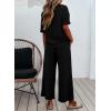 imageSHEWIN Womens 2 Piece Outfits Sweatsuit Casual Short Sleeve Pullover Tops and Drawstring Wide Leg Pants Lounge SetsBlack