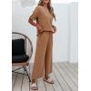imageSHEWIN Womens 2 Piece Outfits Sweatsuit Casual Short Sleeve Pullover Tops and Drawstring Wide Leg Pants Lounge SetsCoffee