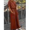 imageSHEWIN Womens 2 Piece Outfits Sweatsuit Casual Short Sleeve Pullover Tops and Drawstring Wide Leg Pants Lounge SetsOrange