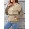 imageSHEWIN Womens Hoodies Casual Long Sleeve Textured Pullover Tops Loose Drawstring Sweatshirt with PocketApricot