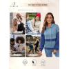 imageSHEWIN Womens Hoodies Casual Long Sleeve Textured Pullover Tops Loose Drawstring Sweatshirt with PocketBlue
