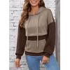 imageSHEWIN Womens Hoodies Casual Long Sleeve Textured Pullover Tops Loose Drawstring Sweatshirt with PocketChestnut