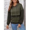 imageSHEWIN Womens Hoodies Casual Long Sleeve Textured Pullover Tops Loose Drawstring Sweatshirt with PocketGreen