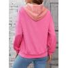 imageSHEWIN Womens Hoodies Casual Long Sleeve Textured Pullover Tops Loose Drawstring Sweatshirt with PocketPink