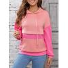 imageSHEWIN Womens Hoodies Casual Long Sleeve Textured Pullover Tops Loose Drawstring Sweatshirt with PocketPink