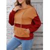 imageSHEWIN Womens Hoodies Casual Long Sleeve Textured Pullover Tops Loose Drawstring Sweatshirt with PocketRed