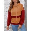 imageSHEWIN Womens Hoodies Casual Long Sleeve Textured Pullover Tops Loose Drawstring Sweatshirt with PocketRed