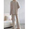 imageSHEWIN Womens Pajama Sets Long Sleeve Short Sleeve 2 Piece Lounge Sets Ribbed Knit Sweater SleepwearB Khaki