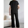 imageSHEWIN Womens Pajama Sets Long Sleeve Short Sleeve 2 Piece Lounge Sets Ribbed Knit Sweater SleepwearBlack