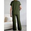 imageSHEWIN Womens Pajama Sets Long Sleeve Short Sleeve 2 Piece Lounge Sets Ribbed Knit Sweater SleepwearDark Green