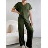 imageSHEWIN Womens Pajama Sets Long Sleeve Short Sleeve 2 Piece Lounge Sets Ribbed Knit Sweater SleepwearDark Green
