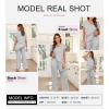imageSHEWIN Womens Pajama Sets Long Sleeve Short Sleeve 2 Piece Lounge Sets Ribbed Knit Sweater SleepwearGrey