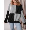imageSHEWIN Womens Sweatshirts Casual Loose Button Henley Pullover Top Color Block 2024 Fall Fashion OutfitsBlack