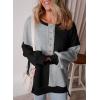 imageSHEWIN Womens Sweatshirts Casual Loose Button Henley Pullover Top Color Block 2024 Fall Fashion OutfitsBlack