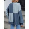 imageSHEWIN Womens Sweatshirts Casual Loose Button Henley Pullover Top Color Block 2024 Fall Fashion OutfitsDark Blue