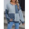 imageSHEWIN Womens Sweatshirts Casual Loose Button Henley Pullover Top Color Block 2024 Fall Fashion OutfitsDark Blue