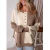 imageSHEWIN Womens Sweatshirts Casual Loose Button Henley Pullover Top Color Block 2024 Fall Fashion OutfitsKhaki