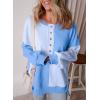 imageSHEWIN Womens Sweatshirts Casual Loose Button Henley Pullover Top Color Block 2024 Fall Fashion OutfitsLight Blue