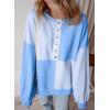 imageSHEWIN Womens Sweatshirts Casual Loose Button Henley Pullover Top Color Block 2024 Fall Fashion OutfitsLight Blue