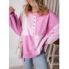 imageSHEWIN Womens Sweatshirts Casual Loose Button Henley Pullover Top Color Block 2024 Fall Fashion OutfitsPink