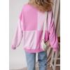 imageSHEWIN Womens Sweatshirts Casual Loose Button Henley Pullover Top Color Block 2024 Fall Fashion OutfitsPink