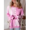 imageSHEWIN Womens Sweatshirts Casual Loose Button Henley Pullover Top Color Block 2024 Fall Fashion OutfitsPink