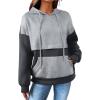 imageSHEWIN Womens Hoodies Casual Long Sleeve Textured Pullover Tops Loose Drawstring Sweatshirt with PocketGray