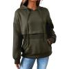 imageSHEWIN Womens Hoodies Casual Long Sleeve Textured Pullover Tops Loose Drawstring Sweatshirt with PocketGreen