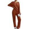 imageSHEWIN Womens Pajama Sets Long Sleeve Short Sleeve 2 Piece Lounge Sets Ribbed Knit Sweater SleepwearC Orange