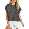 imageSHEWIN Womens Shirt Trendy Fashion Top Casual Crewneck Cap Sleeve T Shirts Loose fit Knitted Blouses Cute Summer Clothes 2025 Dark Grey S