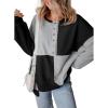 imageSHEWIN Womens Sweatshirts Casual Loose Button Henley Pullover Top Color Block 2024 Fall Fashion OutfitsBlack