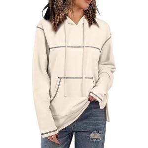 imageSHEWIN Hoodies For Women Causal Oversized Sweatshirt Loose Long Sleeve Tops Fall Fashion 2024Apricot