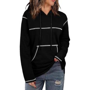 imageSHEWIN Hoodies For Women Causal Oversized Sweatshirt Loose Long Sleeve Tops Fall Fashion 2024Black
